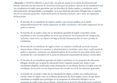 Declaración de derechos de los estudiantes multilingües