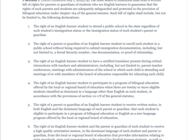 Multi-Language Learners Bill of Rights