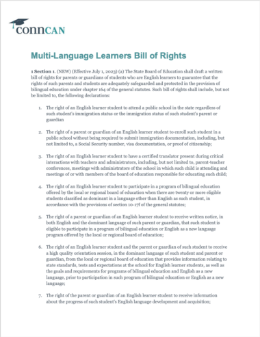 Multi-Language Learners Bill of Rights